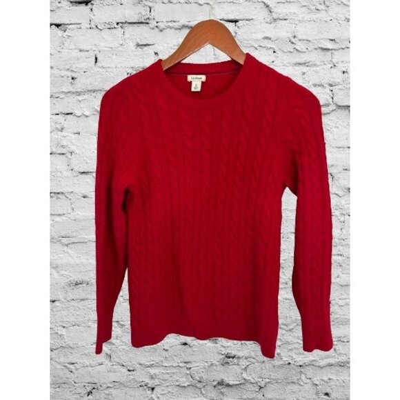 L.L. Bean Pullover 100% Cashmere Cable Knit Crewneck Sweater Size XSmall - Picture 1 of 7